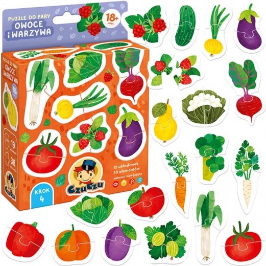 CzuCzu puzle para emparejar – frutas y verduras, 19 parejas, 18m+