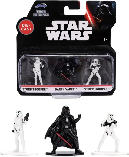 Set de 3 figuras STAR WARS: Darth Vader y 2× Stormtrooper – Jada Toys Nano Metalfigs