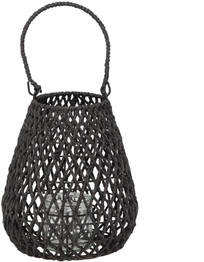 Farol tejido negro 20 × 25 cm con inserto de vidrio