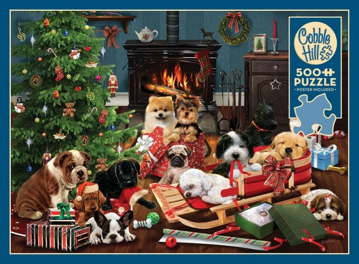 Puzzle Cachorros navideños 500 piezas Cobb Hill