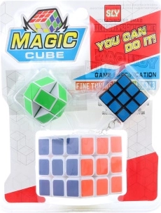Juego de rompecabezas de plástico, 3 uds, con llavero