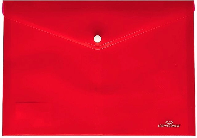 Carpeta portadocumentos con cierre a presión A4 transparente roja CONCORDE
