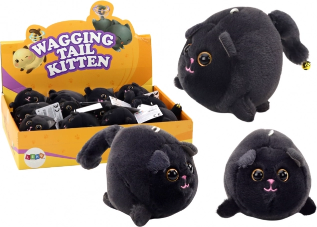 Gatita de peluche saltarina – negra con cascabel