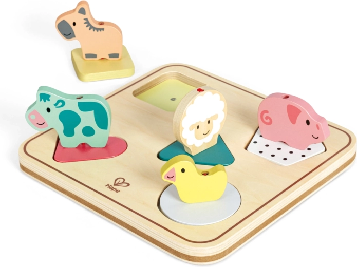Puzle de madera con sonidos – animales de la granja Hape