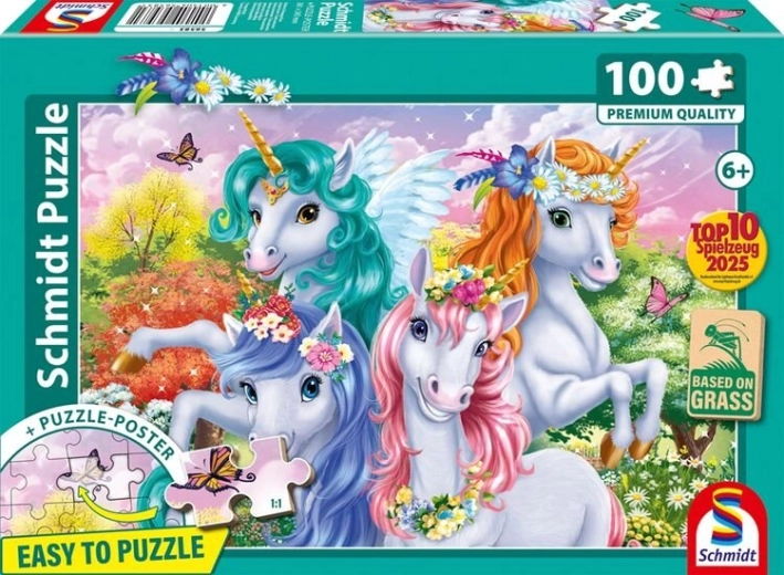 Puzzle Schmidt Foto de unicornios 100 piezas
