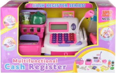 Caja registradora infantil con cinta transportadora y accesorios