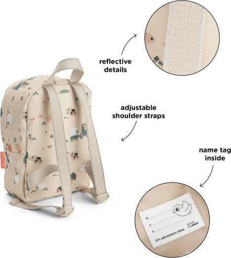 Mochila infantil pequeña Done by Deer Tiny farm, color arena, 4 l