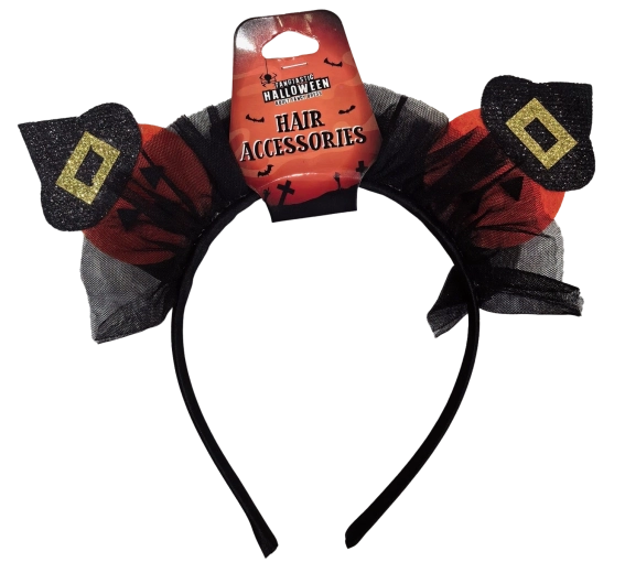 Diadema de Halloween con calabazas y sombreros de bruja