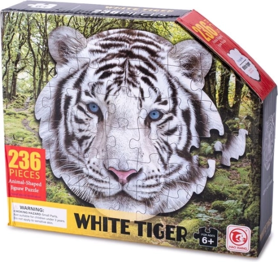 Puzzle de contorno tigre blanco, 236 piezas