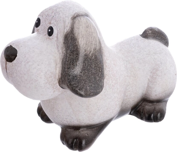 Figura decorativa de perro de poliresina beige 23 cm