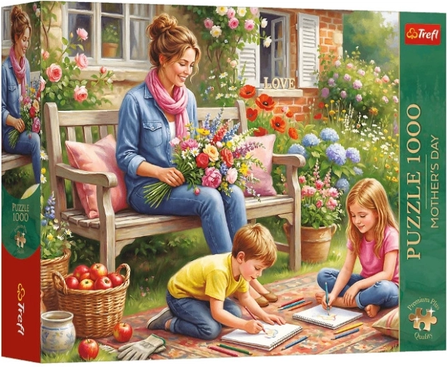 Puzzle Premium Plus familia en el jardín 1000 piezas