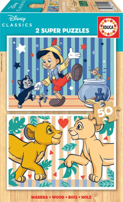 Educa puzle de madera Disney clásico 2×50 piezas