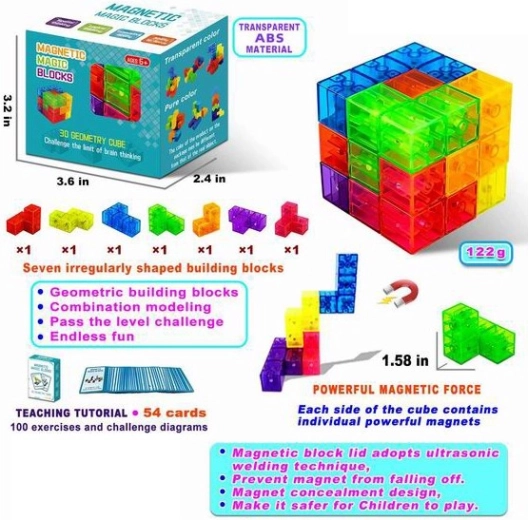 Juego de construcción magnético – cubo magnético de lógica, 7 piezas