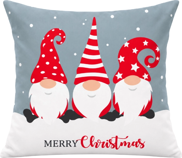 Funda navideña para cojín Duendes gris-roja 45 × 45 cm