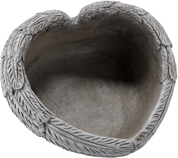 Maceta de cemento en forma de corazón, gris, 23 × 23 × 12 cm