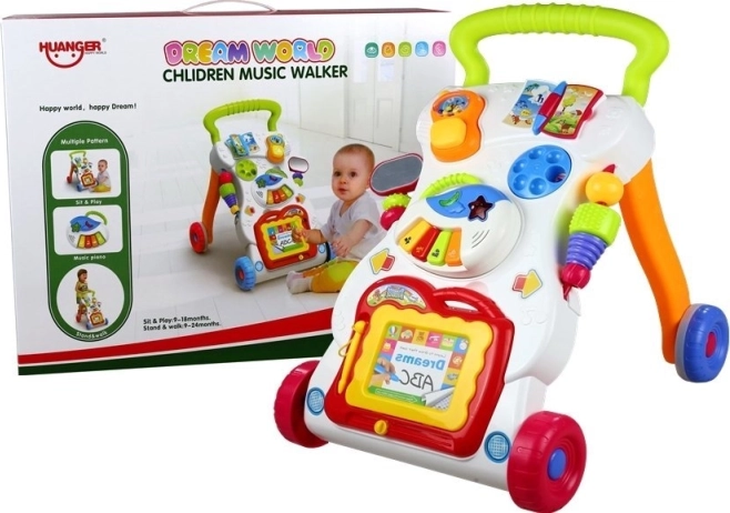 Andador multifuncional 3 en 1 con teléfono, piano y pizarra de dibujo