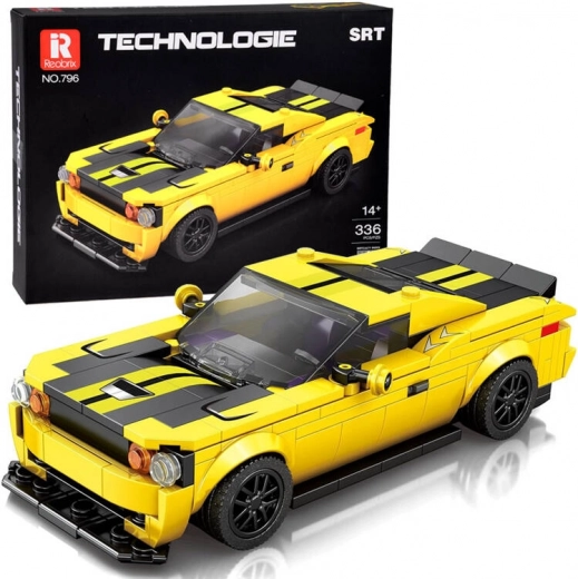 Kit de construcción técnico: coche deportivo amarillo de bloques, 319 piezas