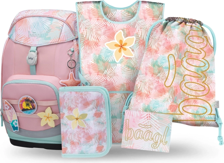 Set Baagl 5 Airy Plus Sunset – mochila escolar, estuche, bolsa para zapatillas, delantal y monedero