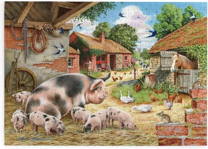 Puzzle Cerditos en la granja con 500 piezas grandes