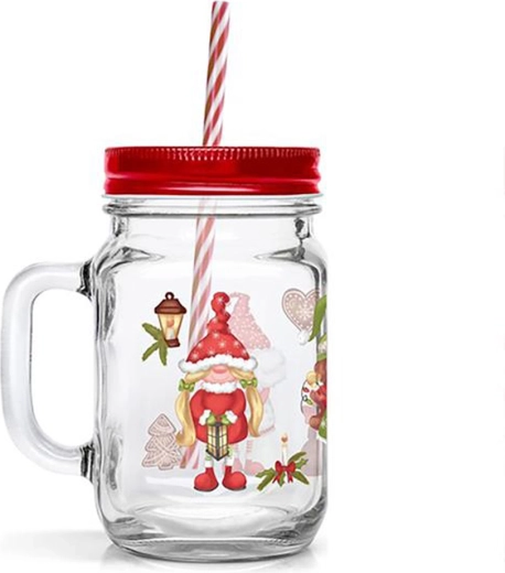 Vaso con pajita TORO 450 ml con motivo de elfos