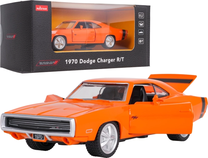 Modelo metálico Dodge Charger R/T 1970 naranja 1:36 RASTAR