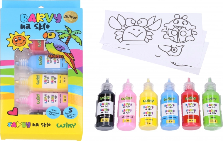 Pinturas para vidrio con purpurina 5+1