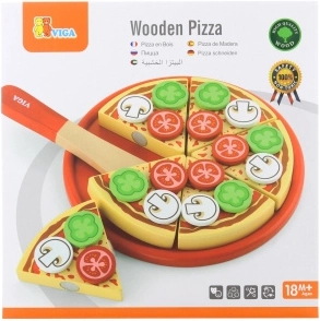 Pizza de madera para cortar para niños 18m+