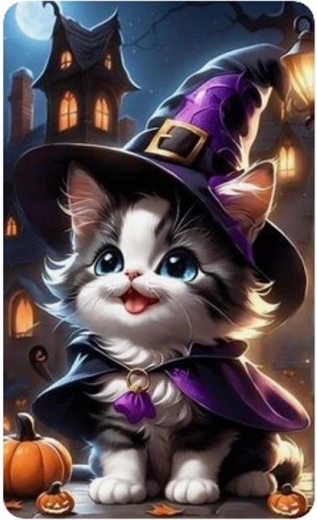 Mosaico de diamantes - Gatito de Halloween