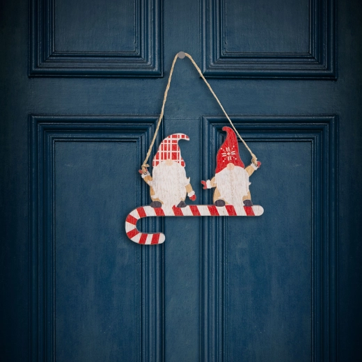 Decoración navideña de madera, duende rojo, 15 cm