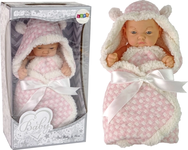 Muñeca Bebé Dulce en manta envolvente rosa con lazo
