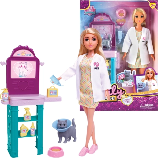 Muñeca veterinaria con gatita