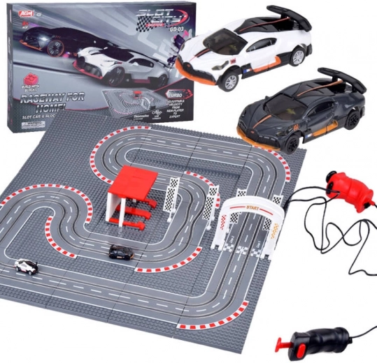 Pista de carreras BUGATTI de bloques con 2 coches con mando