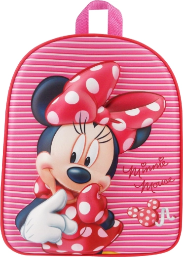 Mochila infantil 3D Minnie Mouse rosa a rayas 31 cm