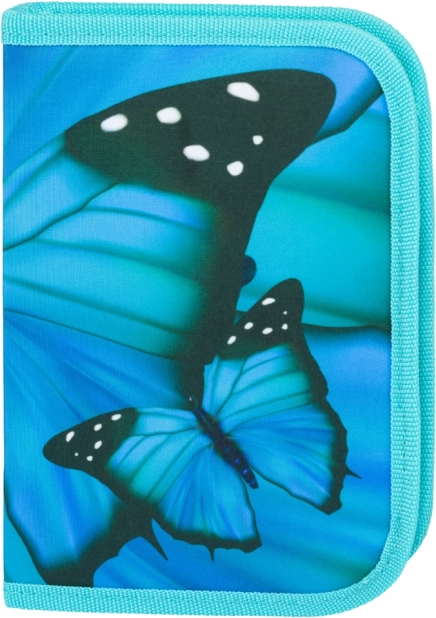 Estuche escolar de un solo piso con motivo de mariposa