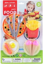 Set de comida de plástico con pizza para niños