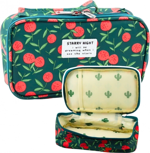 Estuche escolar con bolsillo Višne verde