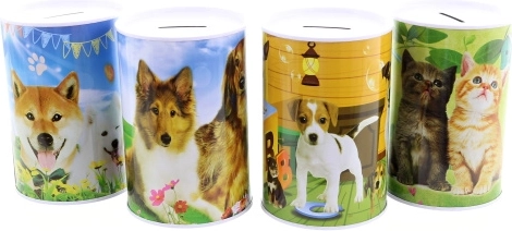 Hucha metálica Perros y gatos 13,5 × 9 cm