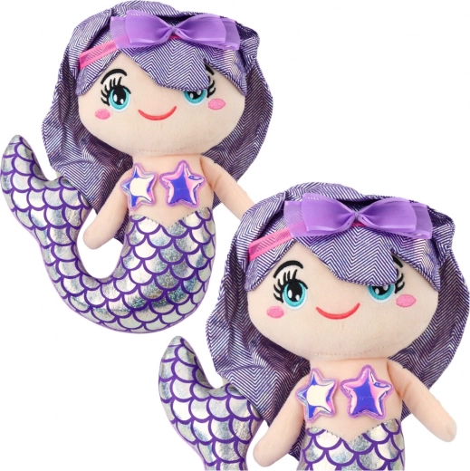Sirena de peluche con cola holográfica morada 25 cm