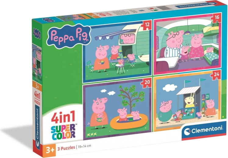 Puzzle CLEMENTONI Peppa Pig 4 en 1 – viajes (12, 16, 20, 24 piezas)