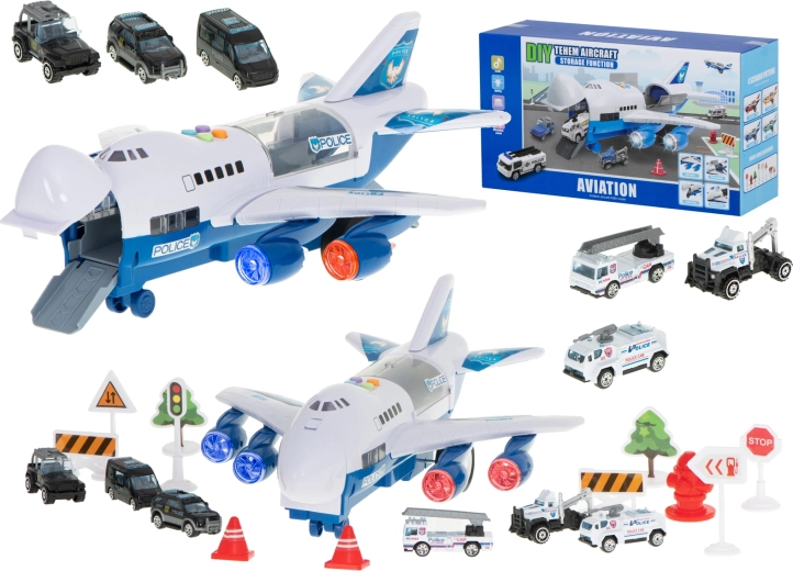 Avión de transporte policial con 6 coches