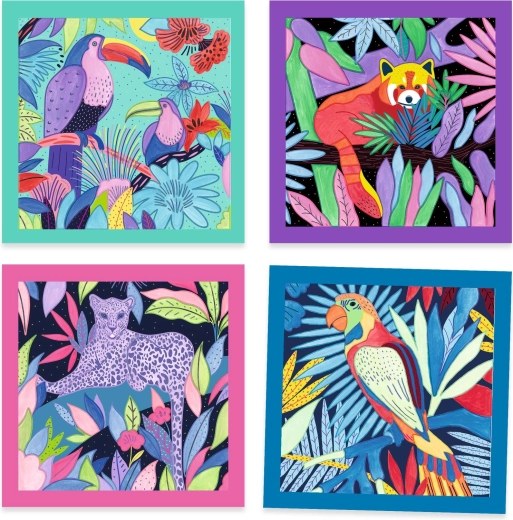 4 motivos de jungla para colorear