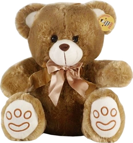 Gran osito de peluche marrón claro con lazo de satén 27 cm