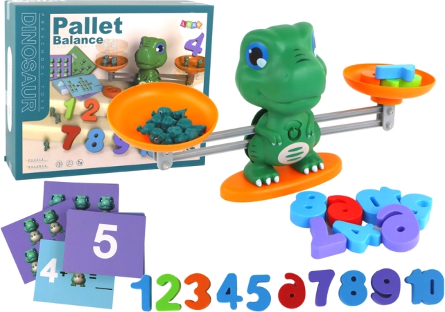 Juego educativo de dinosaurio – balanza de equilibrio y aprendizaje de matemáticas