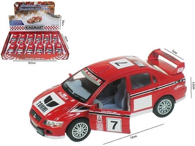Mitsubishi Lancer Evolution VII WRC modelo metálico de coche 1:36 con propulsión pull-back