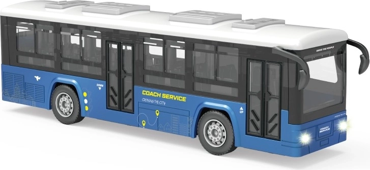 Autobús azul con efectos de luz y sonido