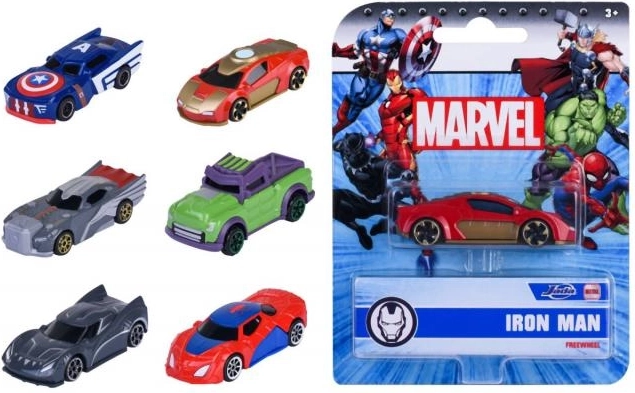 Coche metálico Marvel 1:64, 7 cm – 6 tipos