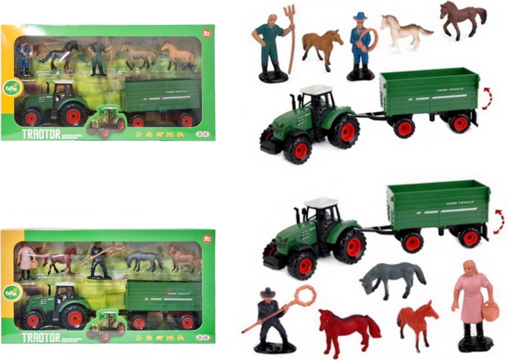 Juego de granja: tractor con remolque y accesorios