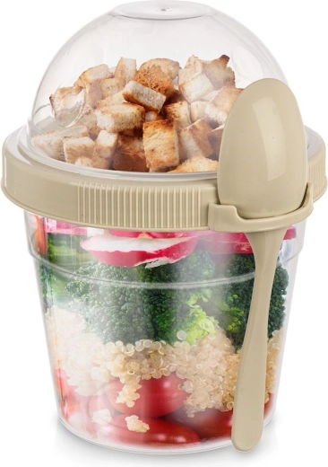 Vaso para yogur con cuchara y recipiente para muesli 400 ml