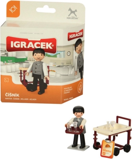 EFKO Igráček camarero – figura con accesorios en caja