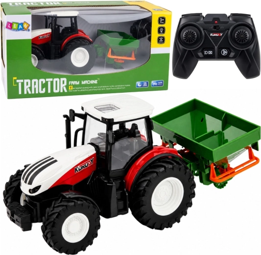 Tractor agrícola RC con sembradora 1:24 con luces LED (rojo)